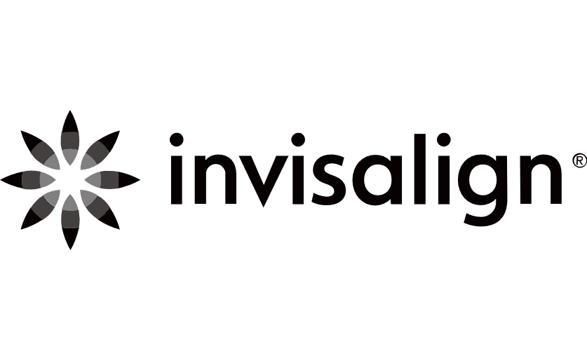 The Invisalign logo showcases a stylized flower symbol on the left, seamlessly paired with "invisalign" in elegant lowercase letters to the right.