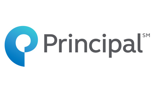 The image shows the logo of Principal, featuring a stylized blue "P" symbol followed by the word "Principal" in gray text.