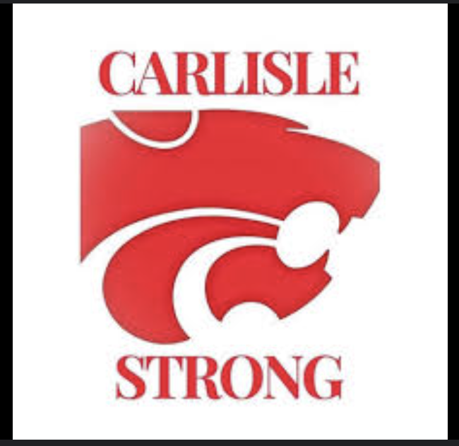 Logo with a stylized red cougar head, white accents, and red text reading "CARLISLE STRONG" above and below the image.